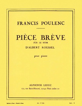 Piece Breve Sur Le Nom D'albert Roussel (piano Solo) by Poulenc Francis for Piano