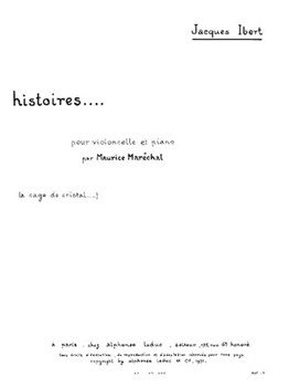 La Cage De Cristal (cello & Piano) by Ibert Jacques for Cello