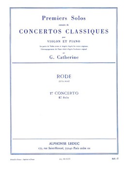 Rode Premiers Solos Concertos Classiques No 1 Violin & Piano Book by Rode Pierre for Violin