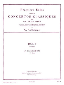 Rode Premiers Solos Concertos Classiques No 4 Violin & Piano Book by Rode Pierre for Violin