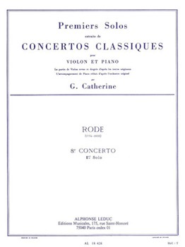 Rode Premiers Solos Concertos Classiques No 8 Violin & Piano Book by Rode Pierre for Violin
