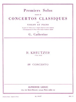 Kreutzer Premiers Solos Concertos Classiques No.19 Violin & Piano Book by Kreutzer Rodolphe for Violin