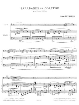 Sarabande et Cortege [bassoon] Dutilleux - Leduc Ed BASSOON/PI