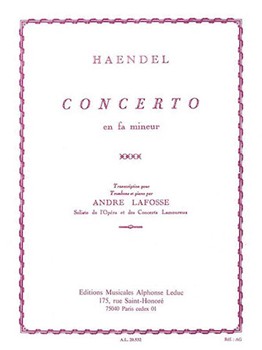 Concerto In F Minor by Handel George Frideric - Lafosse Andre - for Trombone and Piano