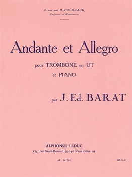 Andante And Allegro (c Trombone And Piano) by Barat Jacques Edouard for Trombone and Piano