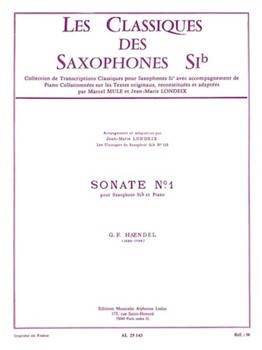Sonata No.1 Op.1 No.8 by Handel George Frideric for Tenor Sax