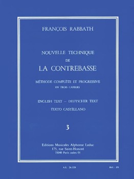 New Technique For The Double Bass Volume 3 by Rabbath Francois for String Bass Method (Vol 3)