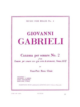Canzona Per Sonare 2 by Gabrieli Giovanni - King Robert - for Brass Quartet