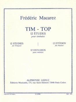 Macarez Tim Top 12 Etudes Timbales Kettledrum Technical Studies Book by Macarez Frederic for Percussion