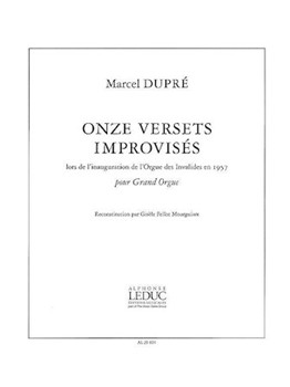Dupre 11 Versets Improvises Lors De L'nauguration Organ Book by Dupre Marcel for Organ