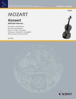 Concerto In D Major K Anh.294a Adelaide by Mozart Wolfgang Amadeus - Casadesushindemith - for Violin and Piano