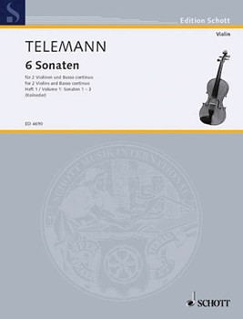 6 Sonatas - Volume 1 (Sonatas 1-3) by Telemann Georg Philipp for 2 Violin