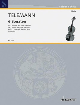 6 Sonatas - Volume 2 (Sonatas 4-6) by Telemann Georg Philipp for 2 Violin
