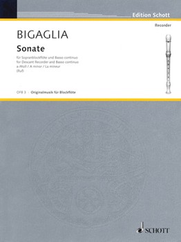 Soprano Recorder Sonata by Bigaglia Diogenio for Soprano Re