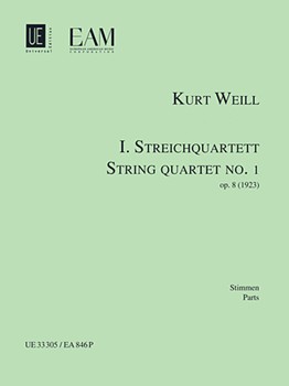 String Quartet #1 Opus 8(1923) Parts by Weill Kurt for Str Quartet P