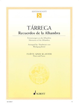 Recuerdos De La Alhambra by Tarrega Francisco - Birtel Wolfgang - for Flute and Piano