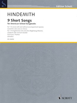 Nine Short Songs for American School Songbooks - for 1-4 Voice with and without Piano, Scored for Solo Voice or Chorus Performance Score VOICE