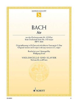 Air From Orchestral Suite No. 3 D Major Bwv 1068 Arranged For Cello And Piano by Bach Johann Sebastian - Birtel Wolfgang - for Cello Solo