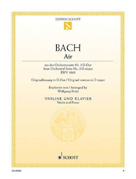 Air From Orchestral Suite No. 3 D Major Bwv 1068 Arranged For Violin And Piano