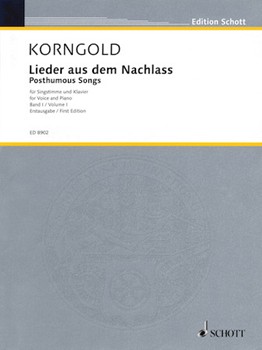Lieder Aus Dem Nachlass by Korngold Erich Wolfgang for Medium High Voice