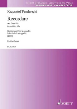 Recordare by Penderecki Krzysztof for SATB divisi a cappella