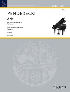 Aria From Three Pieces In Old Style - Piano by Penderecki Krzysztof - Alhoff Tim - for Piano