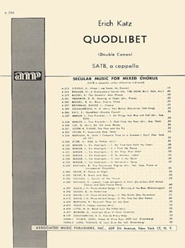 Quodlibet Unac (Double Cannon) SATB A Cappella by Katz Erich for SATB