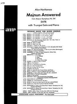 Majnun Answered From Maj Nun Symph. #24 With Trumpet Solo And Piano by Hovhaness Alan for SATB