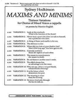 Never Trust A Poet Who Does Not Talk To Himselfnor A Polititian Who Does ( Var 2) by for SATB