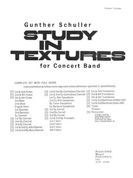 Study In Textures For Band Full Score by Schuller Gunther for Score