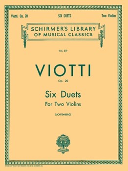 6 Duets Opus 20 by Viotti Giovanni Battista for Violin Duet