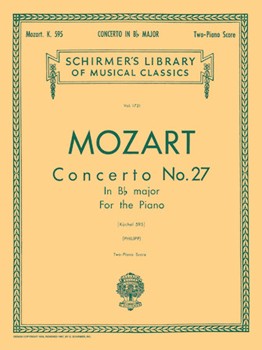 Concerto #27 K595 B Flat Major by Mozart Wolfgang Amadeus - Philipp - for 2 Piano 4 Hands
