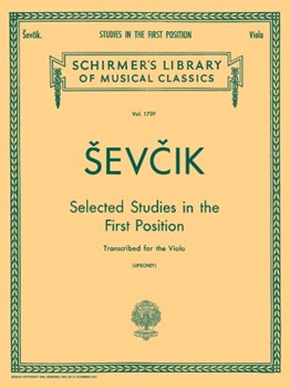 Selected Studies In The 1st Position by Sevcik Otakar - Lifschey Samuel - for Viola Method