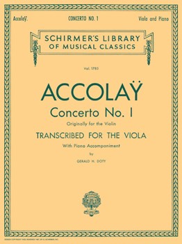 Concerto No. 1 - Schirmer Library of Classics Volume 1785 Viola and Piano Reductio