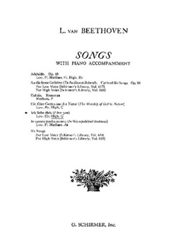 Ich Liebe Dich by Beethoven Ludwig van - Deis Carl - for High Voice