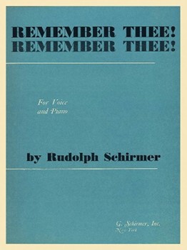 Remember Thee Vo/Pno by Schirmer Rudolph for