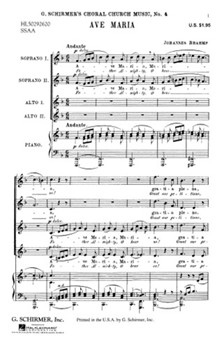 Ave Maria by Brahms Johannes for SSAA