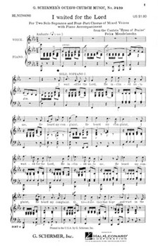 I Waited For The Lord by Mendelssohn Felix for SATB