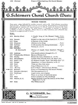 Prayer of Thanksgiving by Anonymous - Kremser Eduard - for SATB