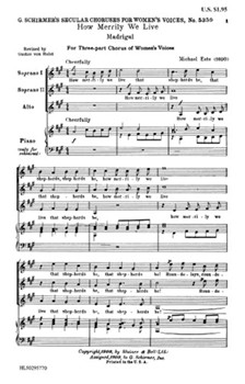 How Merrily We Live A Cappella by Este M for SSA