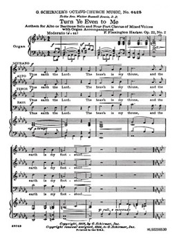 Turn Ye Even to Me by Harker Flaxington for SATB