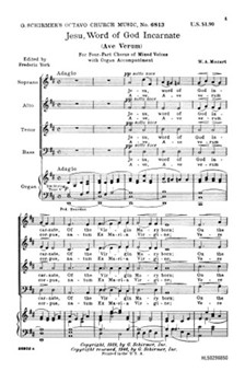 Jesu Word Of God Incarnate Ave Verum Organ by Mozart Wolfgang Amadeus - F York - for SATB