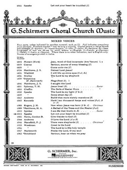 Let Not Your Hearts Be Troubled by Speaks Oley - Chaffin L - for SATB