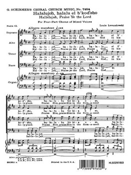 Hallelujah Praise Ye the Lord by Lewandowski Louis for SATB