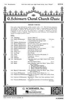 And Then Shall Your Light Break Forth From Elijah by Mendelssohn Felix for SATB