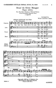 Roun' De Glory Manger A Cappella by Spirituals - W L James - for 6 Part