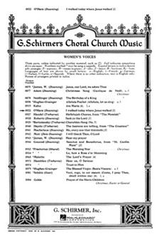 I Walked Today Where Jesus Walked by O'Hara Geoffrey - Downing Kurt - for SA