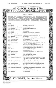 De Animals A-comin' by Spirituals - Bartholomew - for TB Sacred