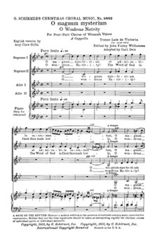 O Magnum Mysterium (O Great Mystery) by De Victoria Tomas L - Deis Carl - for SSAA a cappella