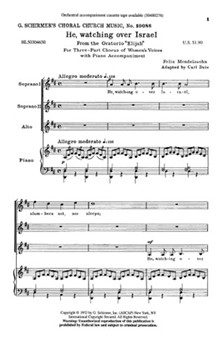 He Watching Over Israel (from Elijah) by Mendelssohn Felix - Deis Carl - for SSA